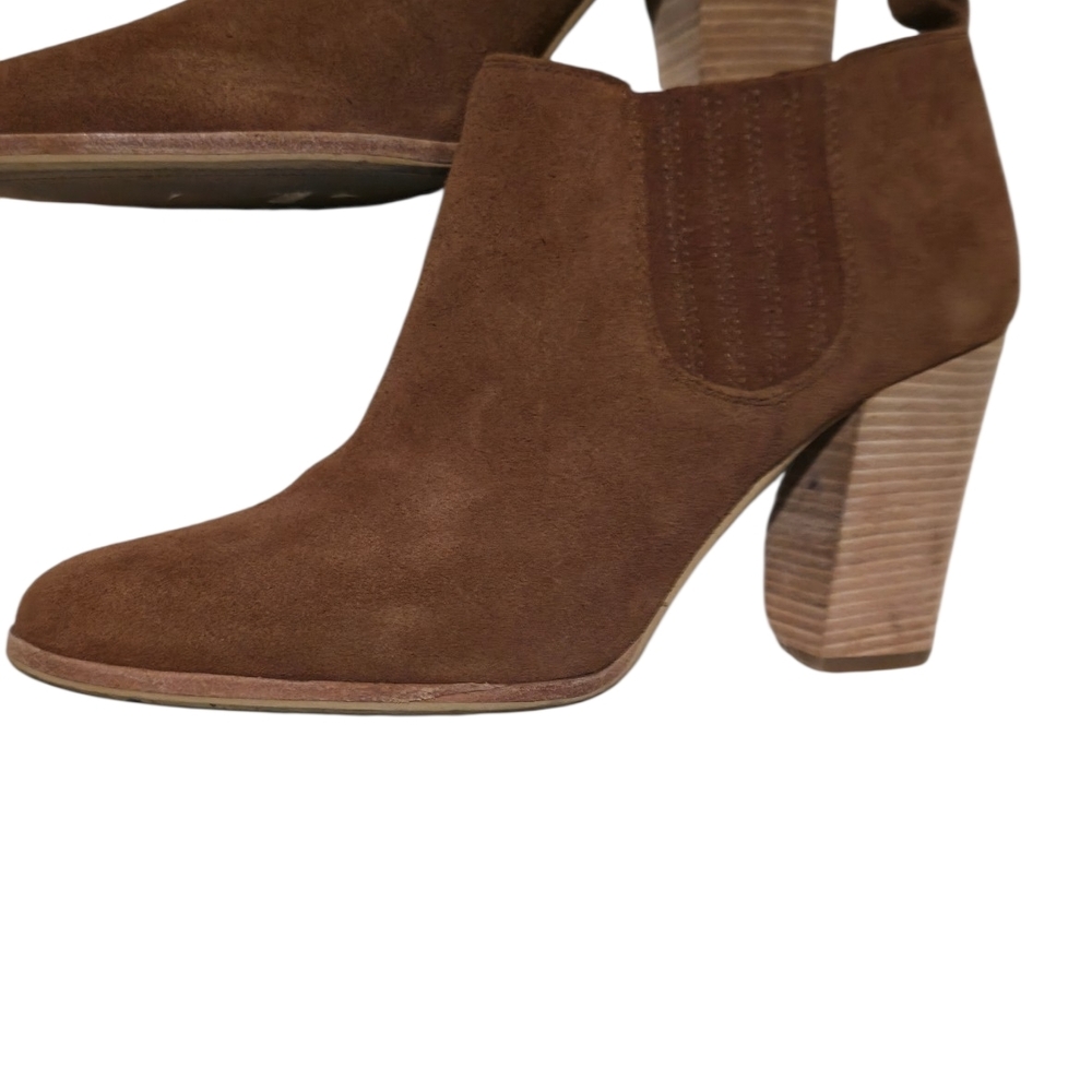 Michael Kors Brown Suede Stacked Heel Chelsea Booties